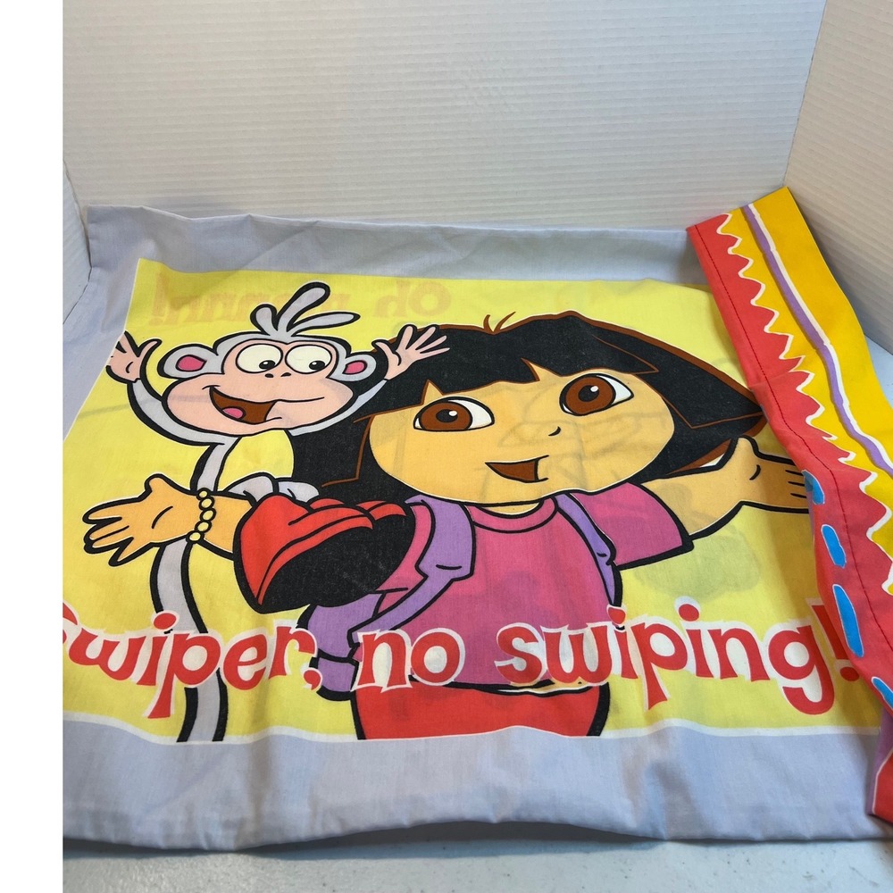 Vtg Dora the Explorer 2001 Pillowcases Set of 2 Swiper No Swiping Viacom Kids